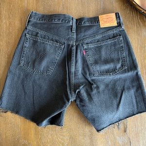 Levi 501 black denim shorts
